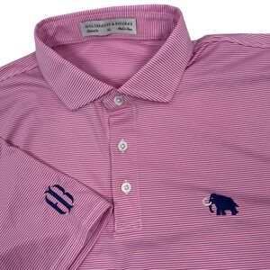 Holderness & Bourne Golf Norman Polo Shirt Men XL Tailor Fit Pink Stripe Mammoth